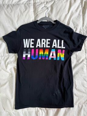 LGBTQIA+ Spencer's Black Tee with White Interior Logo